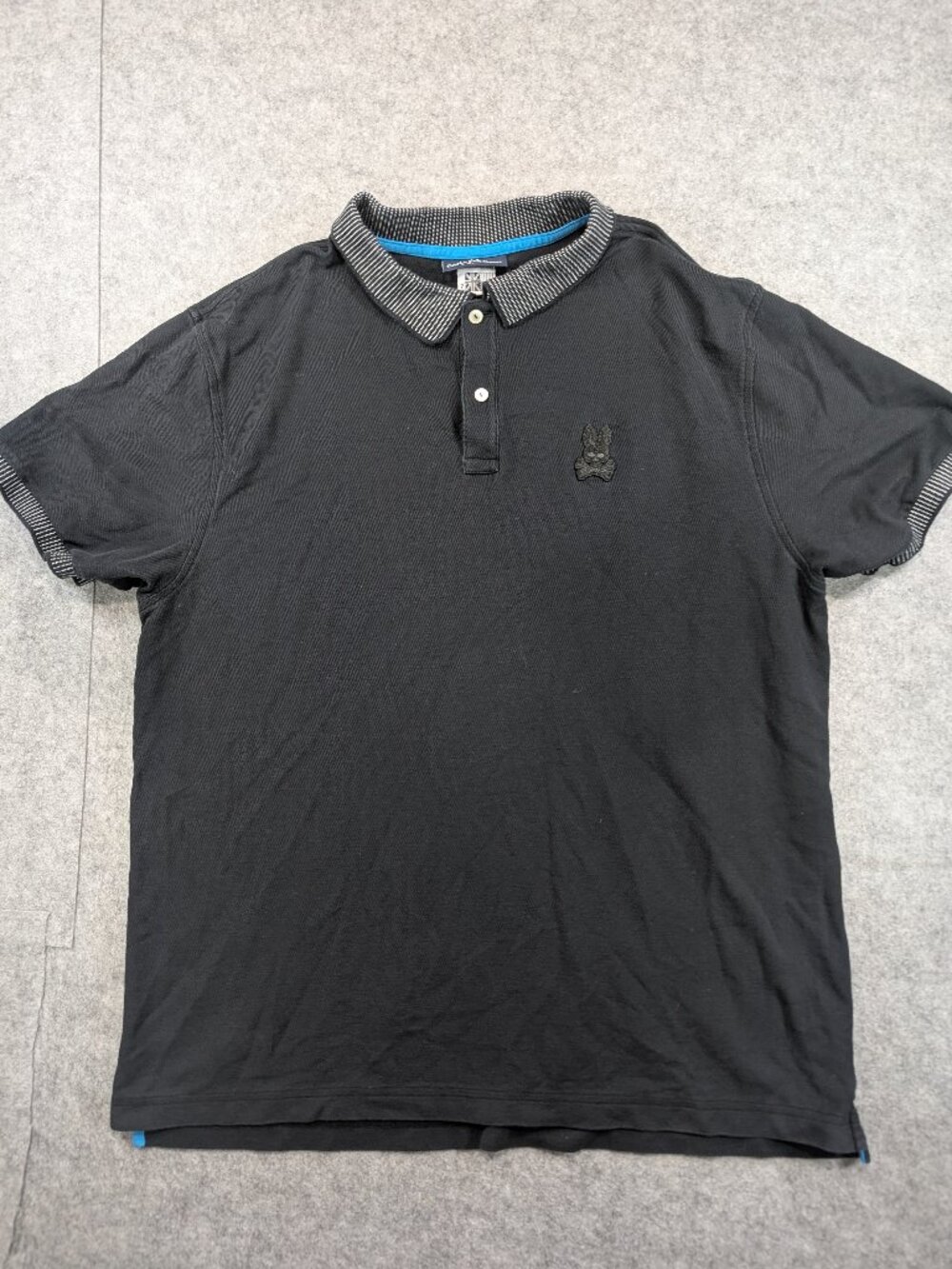 Psycho Bunny Polo Shirt Mens 2 XL Black 100% Pima Cotton Embroidered Logo